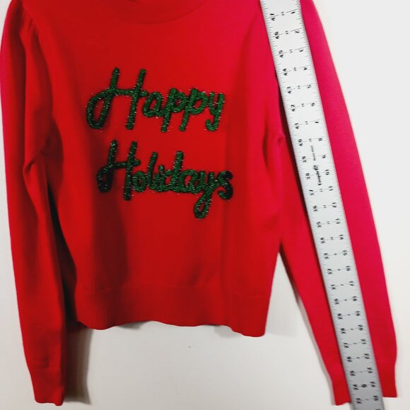 Main Strip, Happy Holidays Tinsel Sweater, Red W/ Green SZ MED, Novelty, Festive - Picture 13 of 15